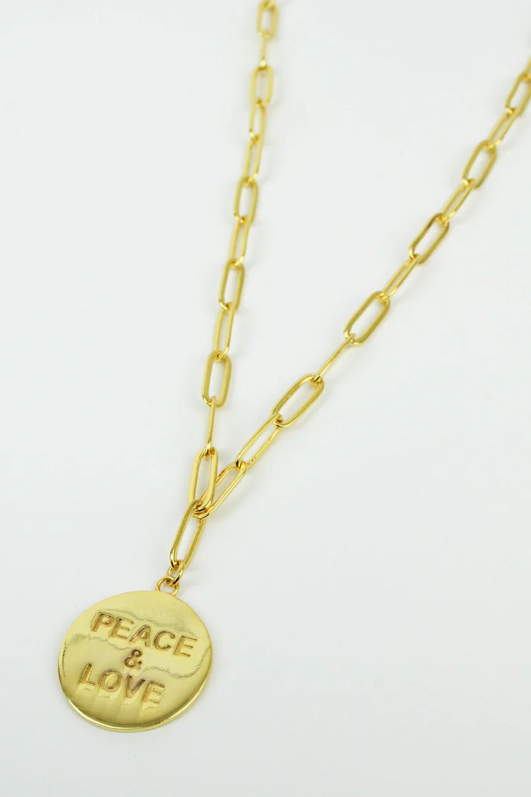 My Doris Gold Peace & Love Coin Necklace